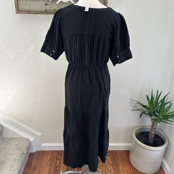 Madewell Lightspun Button-Front Tiered‎ Midi Dress black size 8 NWT - Picture 6 of 11